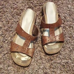 Dr. Scholl's Brown Faux Leather Sandals